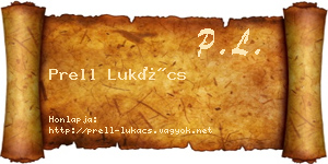 Prell Lukács névjegykártya